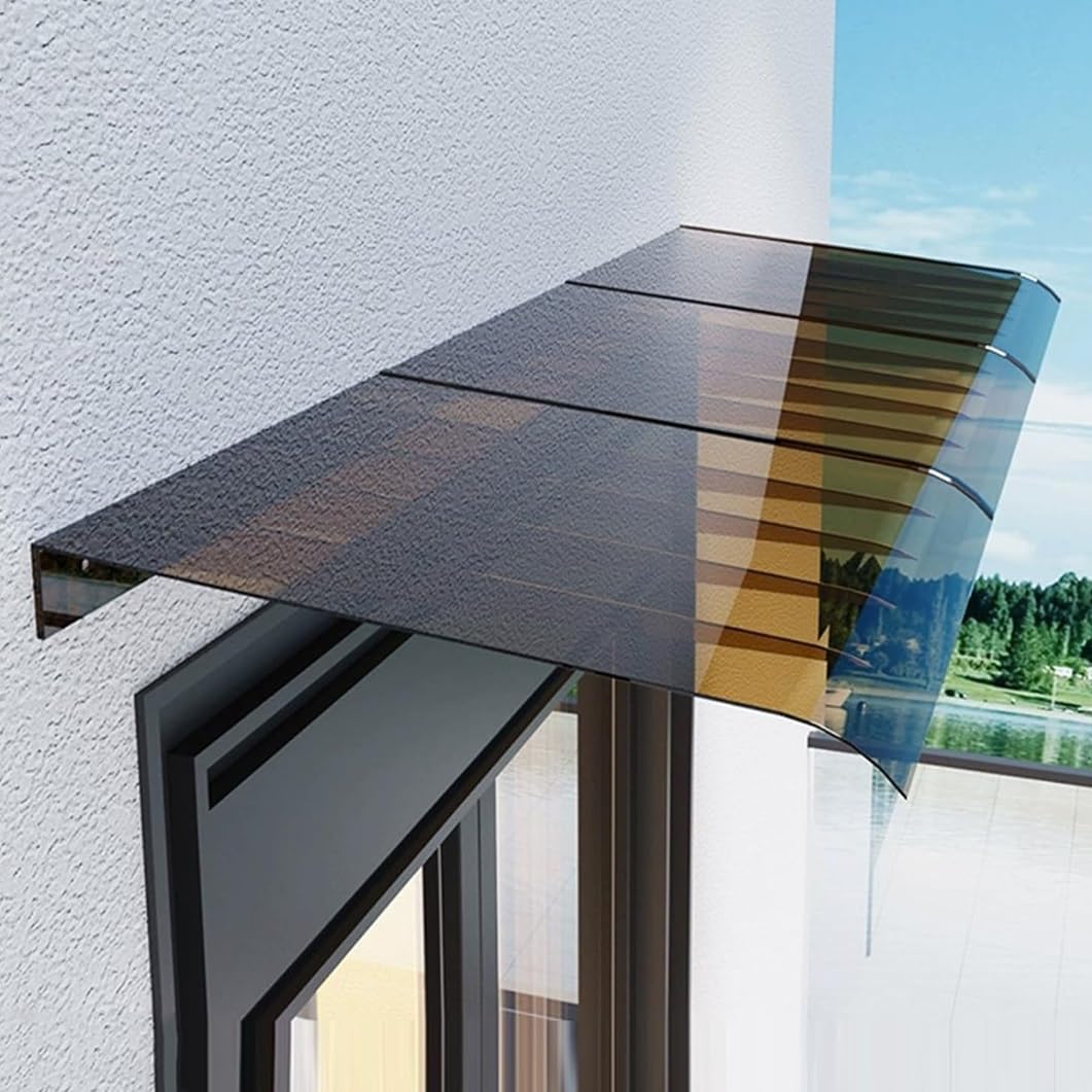Auvent de porte extérieur polycarbonate marron avec fixation facile