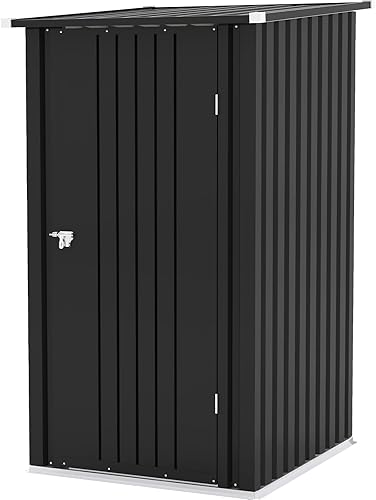 Patiowell Cobertizo de almacenamiento para exteriores de 3 x 3 pies, pequeño cobertizo de almacenamiento de herramientas de jardín con techo