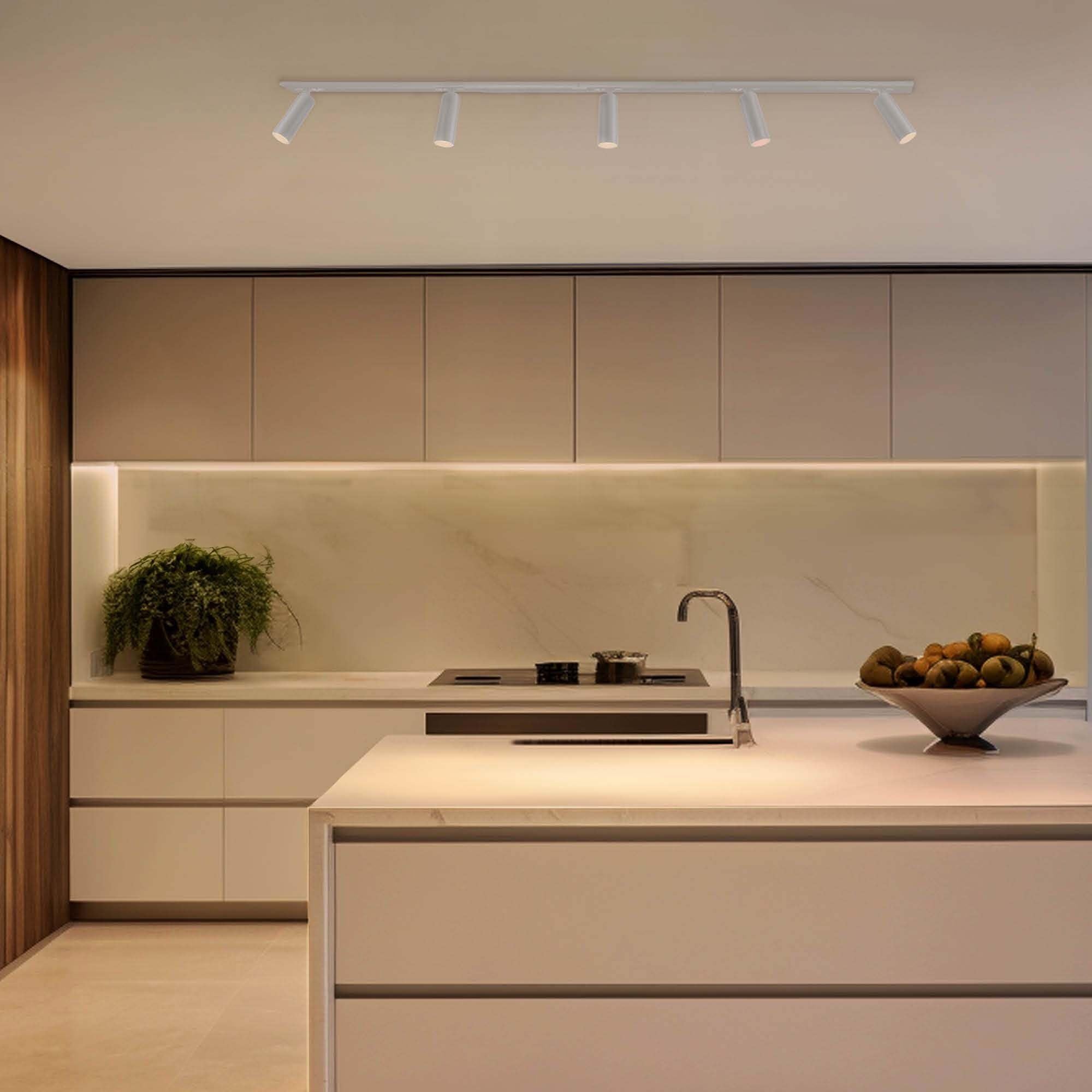 Ledvion systeme rail LED 2m monophase Blanc 5 spots sans ampoule GU10