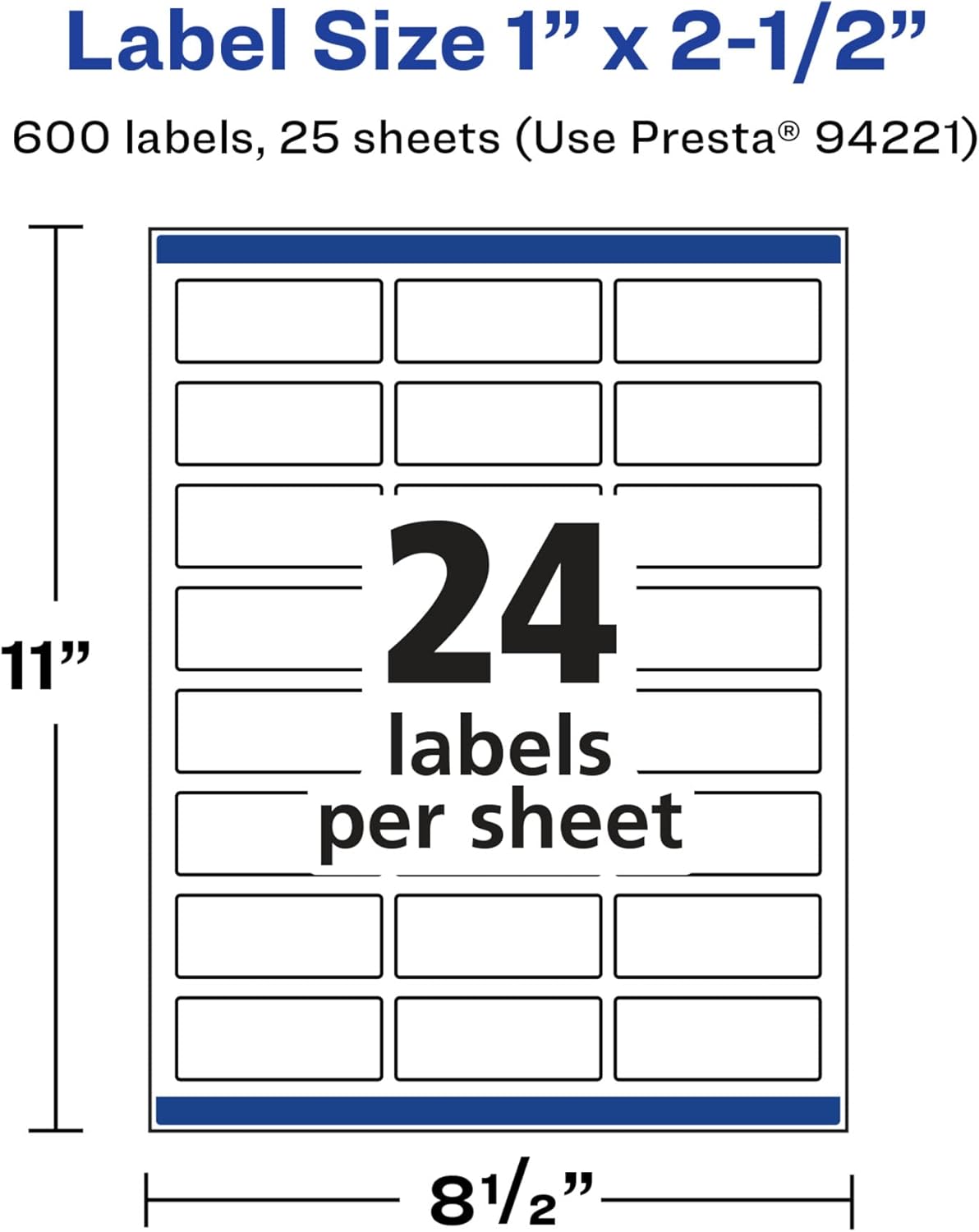 Avery Glossy White Rectangle Labels, Sure Feed Technology, 1" x 2.5", 600 Glossy White Labels, Permanent Adhesive, Laser/Inkjet Printable