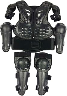 Motorcycle Body Armure Motocross Body Back Gilet Armure avec Tampon à Genoux et Pad au coude Armure de Moto Ensemble d'équipement de Protection des Accessoires de sécurité de Course pour 5-13 Ans BL