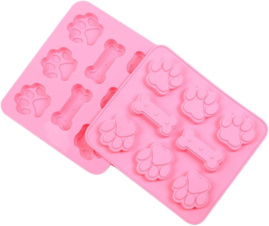 Silicone Mold Pet Paw Print with Bone Treat Dog candy Chocolate Soap (Ships From USA)