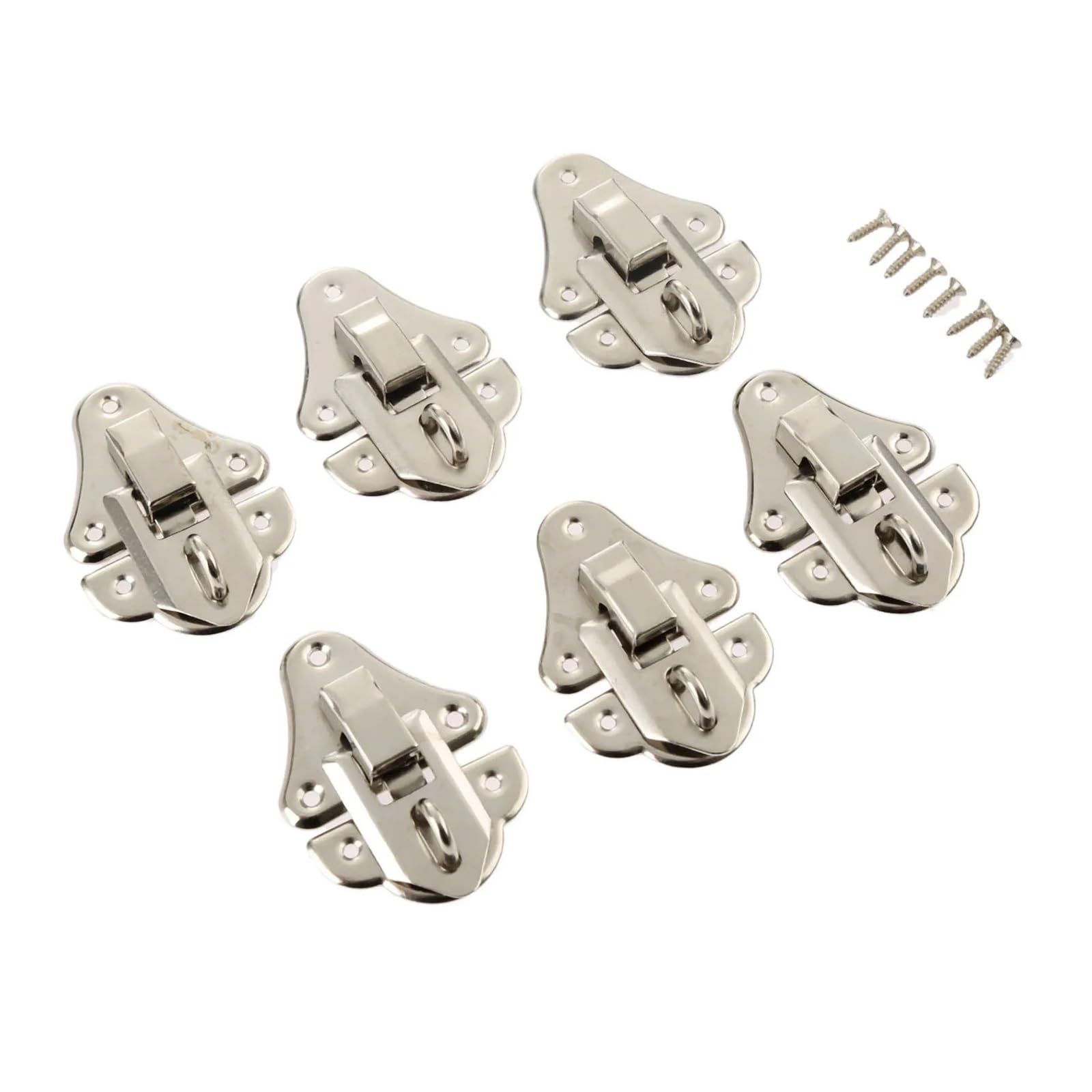 WKFBIFLY 6Pcs/lot 35 * 48MM Silver Jewelry Chest Gift Wine Wooden Box Toggle Latch Suitcase Hasp Hook Lock with Screws Furniture Fittings