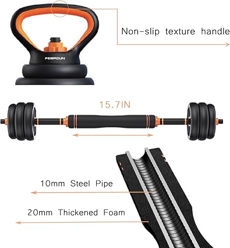 Miniatura 5 de Juego de mancuernas ajustables 4 en 1 para gimnasio en casa, juego de mancuernas de peso libre de 44 libras con conector utilizado como soporte de