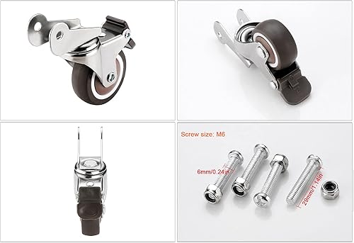 Miniatura 6 de Ruedas giratorias que se pueden girar boca abajo, ruedas giratorias de goma resistente de 1.52 pulgadas, ruedas silenciosas para muebles de cuna,