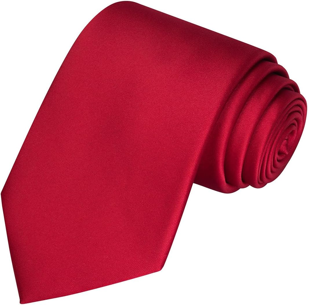 KissTies Satin Tie Set Solid Ties Mens Necktie + Pocket Square - Image 2
