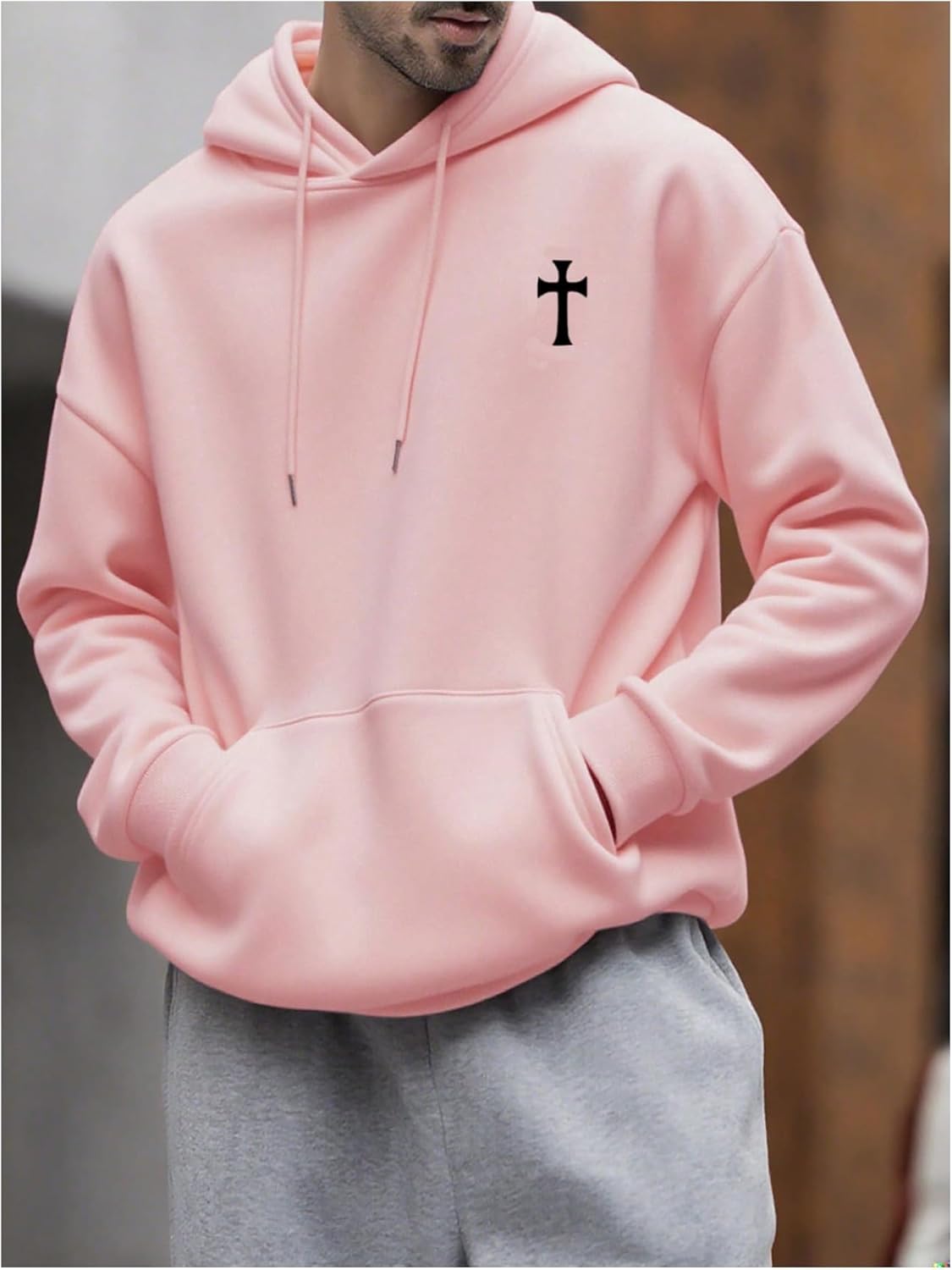 SOLY HUX Hoodies for Men Graphic Print Drawstring Drop Shoulder Long Sleeve Sweatshirt Pullover Tops