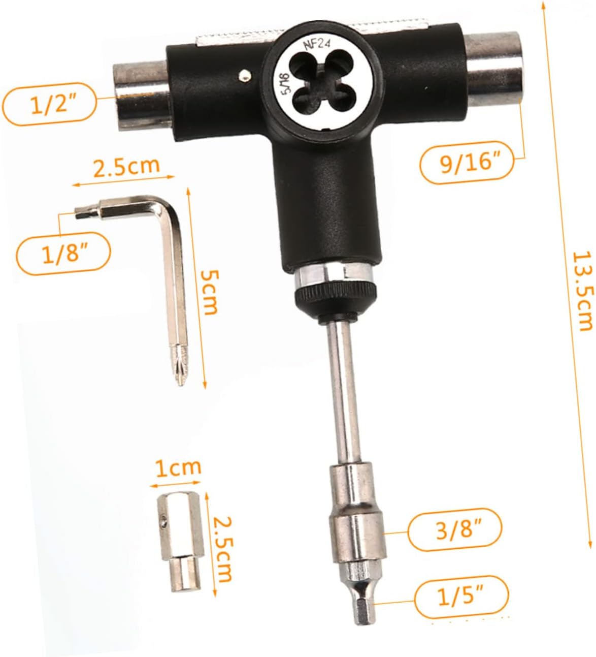 Yardwe All in One Tool Skate Board Skateboard Tool Multi-Function Skateboard t Tool All in One Skate Tool