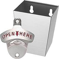 Vista 1 de Abridor de cerveza de acero inoxidable montado en la pared con tapa colector drenado estrecho (plata cepillada)