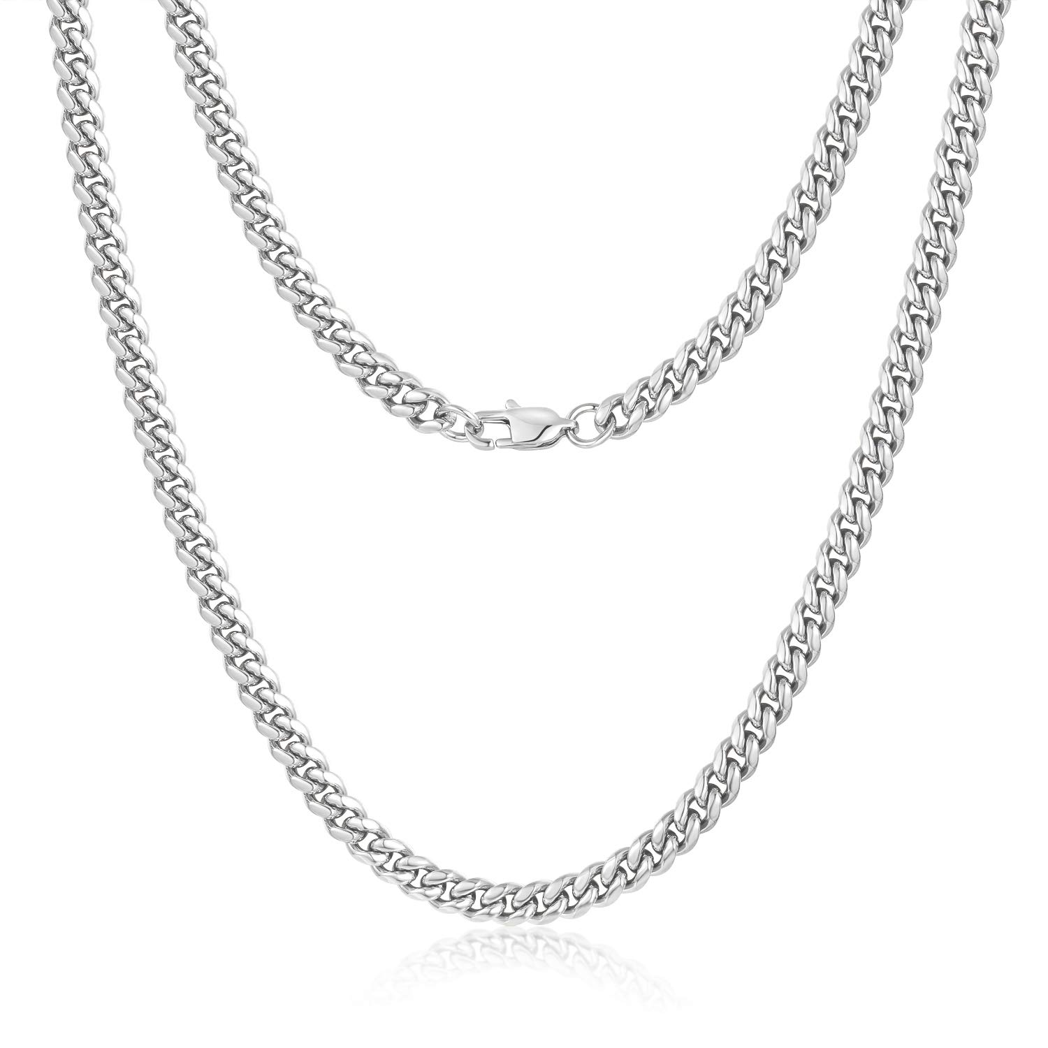 Buy Diamond Cut Miami Cuban Link Chain for Men, Silver Chain for Men