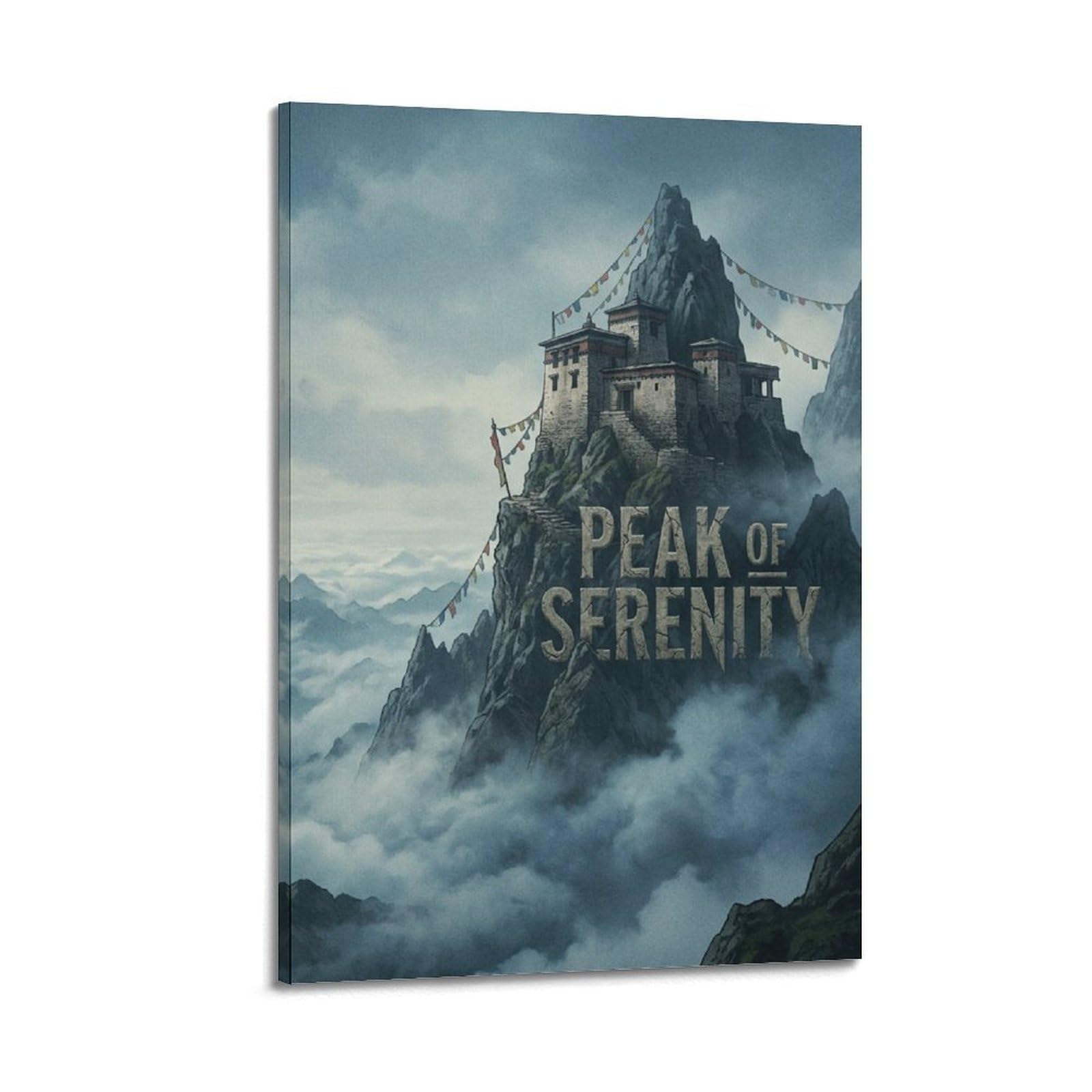 XKUGA Zen Monastery Poster Mountain Peak Serenity Meditation Modern Decorative Canvas Prints - Ideal Wall Art for Family, Man Cave, Game Room, Boys & Girls Bedroom 24x36inch(60x90cm)