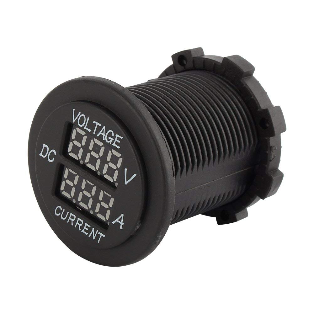Voltmetro digitale a LED 12 a 24 V, amperometro digitale 2 in 1, tester di corrente e tester di tensione, display digitale a LED rosso, per auto, moto, camion, barche marine