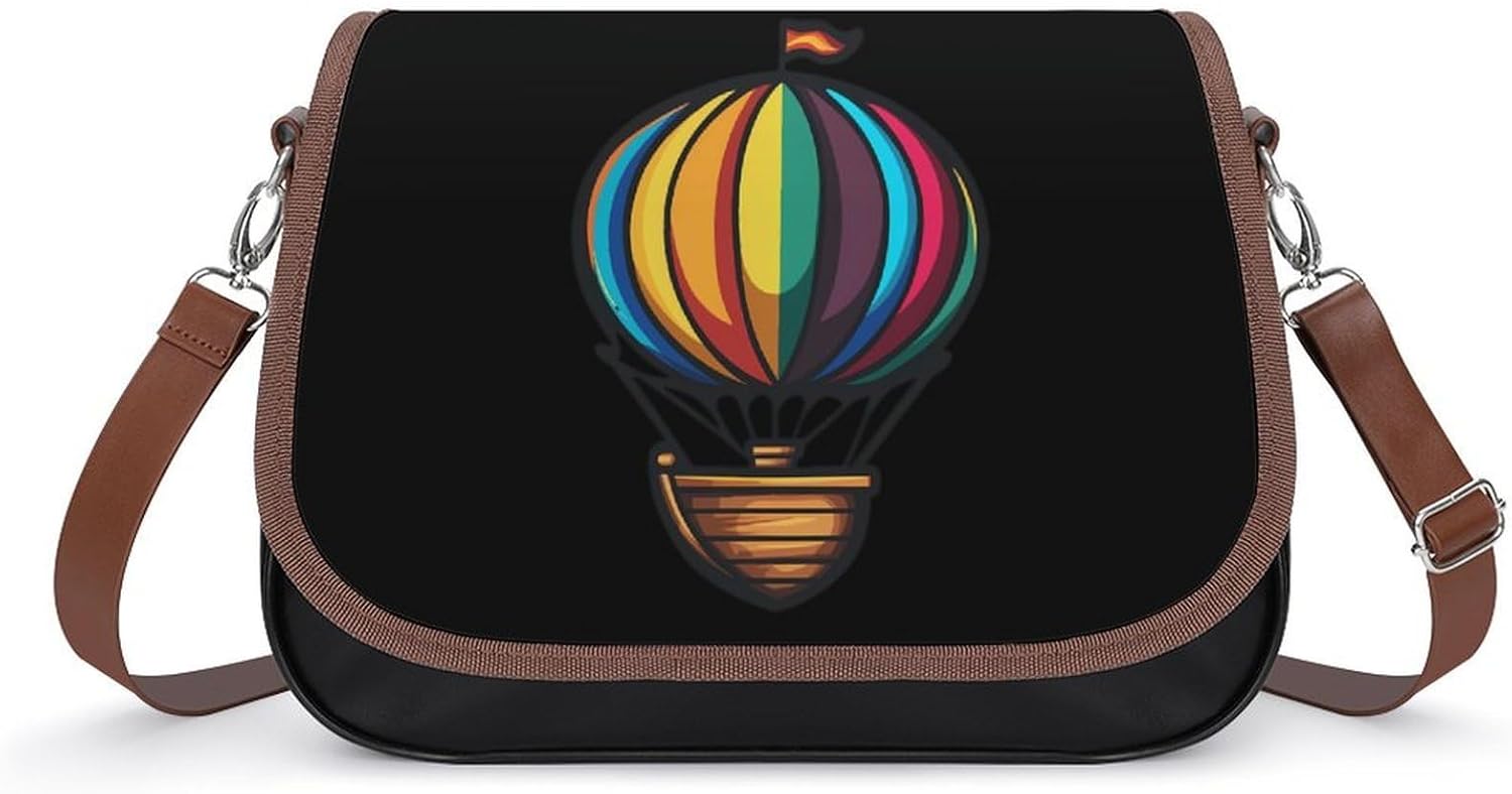 Hot Air Balloons Women's Crossbody Bags Leather Messenger Handbag Small Shoulder Bag Purse