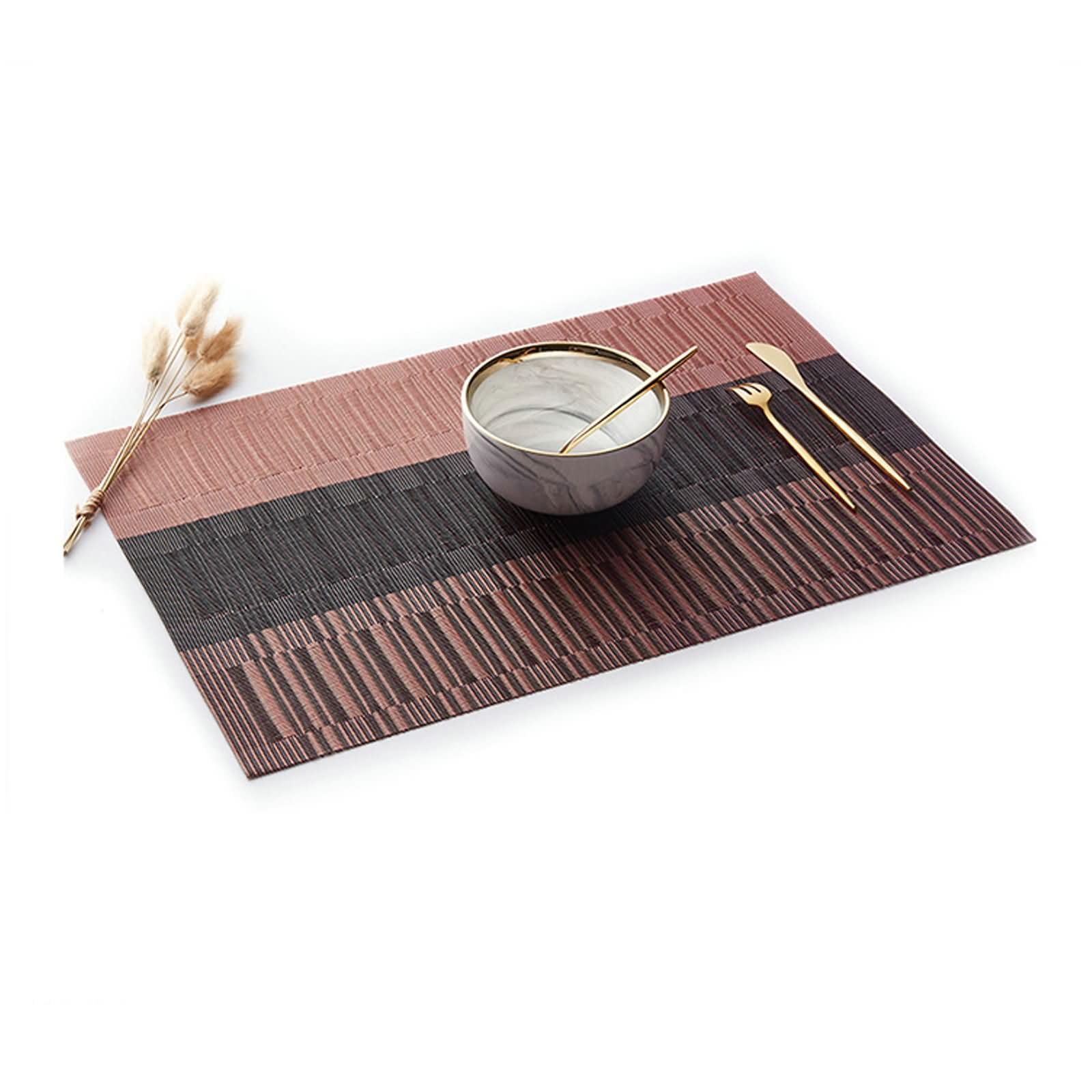 6 Pezzi Tovagliette Antiscivolo Cucina, 45 x 30 CM Tovagliette Antiscivolo 70% Vinile 30% Poliestere Rosso, Rettangolo con Strisce