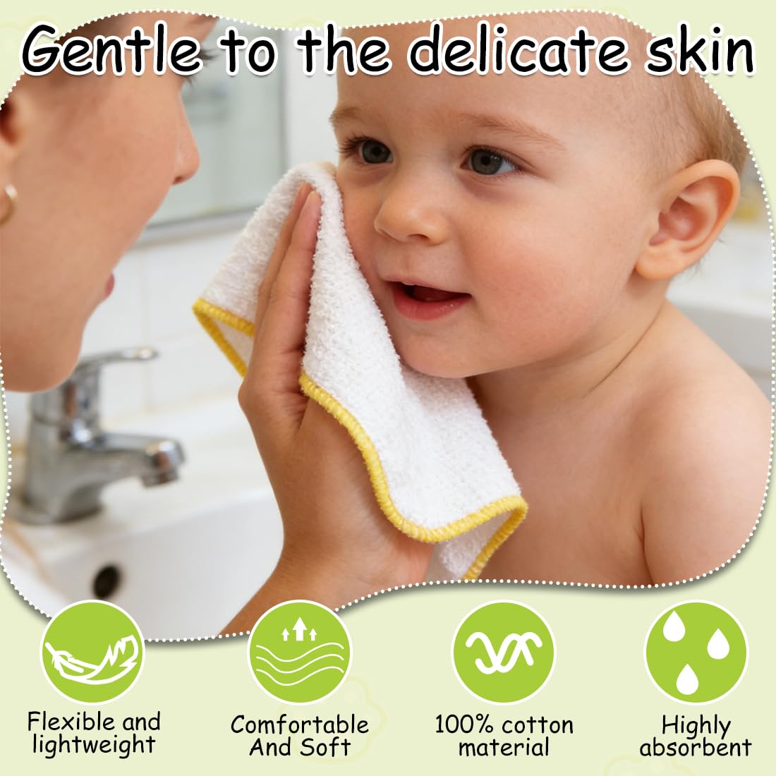 12 Pezzi Panno di Flanella Monostrato Biologico, Salviette in Cotone Biologico per Neonati e Bambini, Lavabili e Asciugabili in Asciugatrice, Privi di Sostanze Dannose
