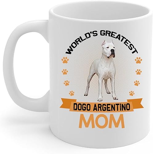 Lovesout World's Greatest Standing Dogo Argentino Dog Mom Regalos para mujeres Taza de café divertida taza de cerámica blanca 11oz