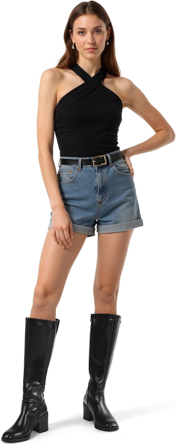 mysoft Women's Knee High Boots Square Toe Chunky Block Stacked Heel Tall Boots with Side Zipper - Image 2