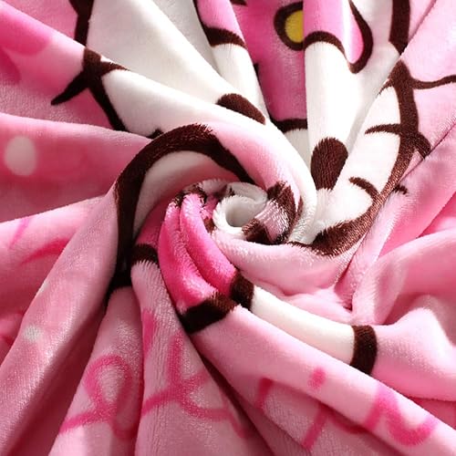 Miniatura 3 de HOLY HOME Manta de forro polar de franela de flores rosas y mariposas para niños pequeños, 39 x 55 pulgadas, diseño de gato de dibujos animados