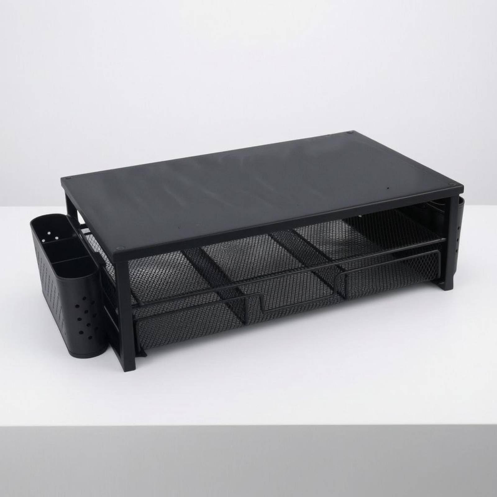 Desk Organizer Supporto Schermo Riser Mensola Scrivania Organizzatore Ufficio Struttura in Rete con Ripiano Piano E Spazio Sottostante Ordinato in Acciaio al Carbonio , Viola
