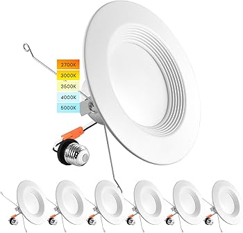LUXRITE 5/6 Inch LED Recessed Retrofit Downlight, 14W=90W, CCT