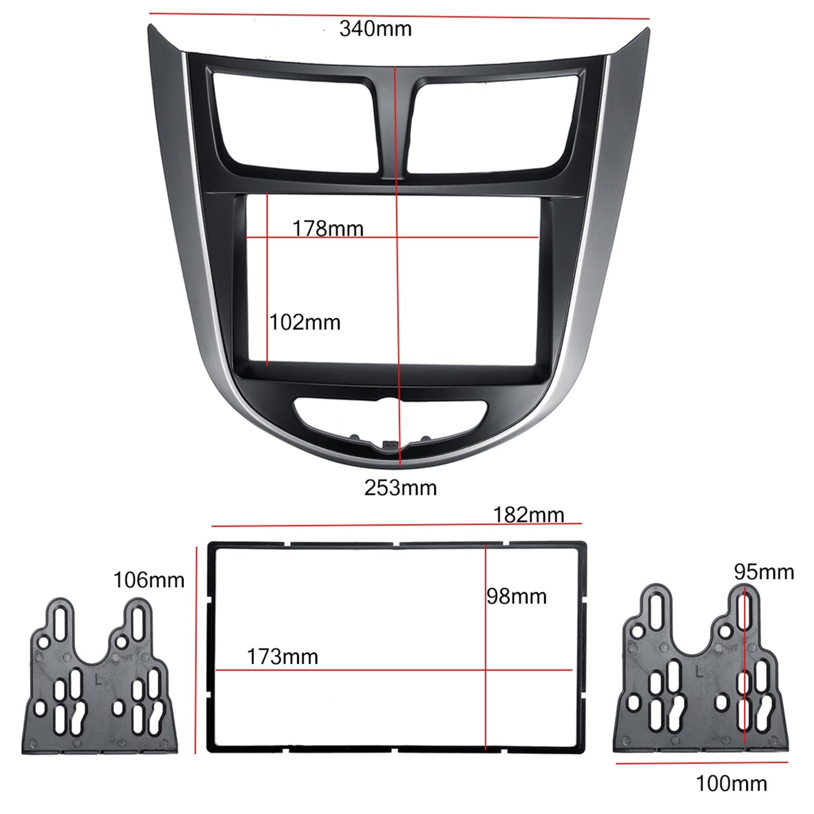 Ramy samochodowe w desce rozdzielczej Fit For Hyundai I25 Accent Solaris Verna Rama radia samochodowego | 2 Din Car Audio Radio DVD CD GPS Plate Panel Frame Fascias Replacement