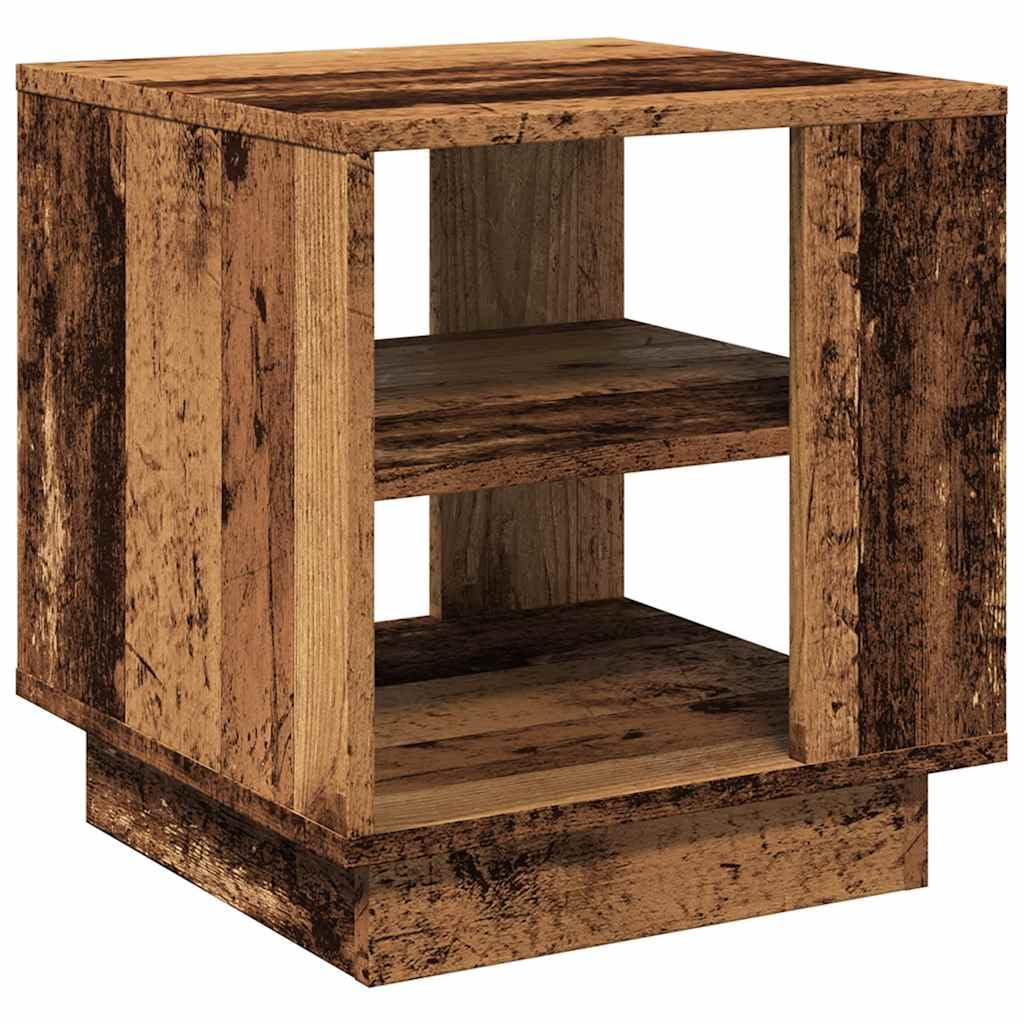 Table basse vieux bois 40x40x43 cm meuble de rangement pratique salon