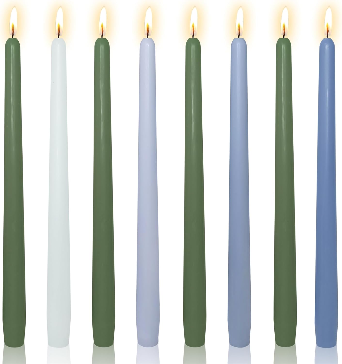 8pcs Green and Blue Taper Candles Scent Candle Sticks,10 Inch Green Candlesticks Scented Blue Tapered Candle Long Candles for Dinner Decor Housewarming Gift Idea