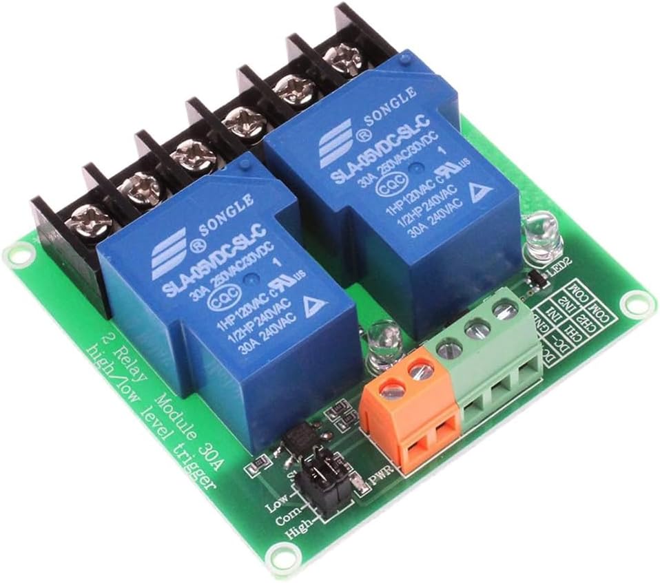 2-Channel Relay Module, 5V Power Switch Module with High and Low Level Trigger, Switch Board for Electronics DIY Projects