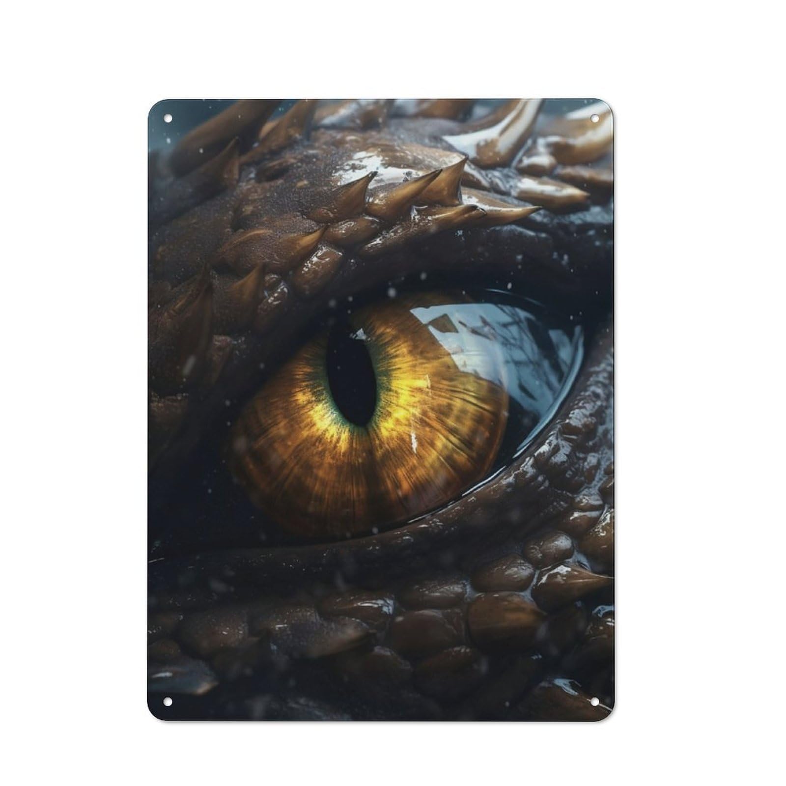 Junmoney Thunder Dragons Topaz Eye For Lounge Or Reading Corner, Rustic Tin Sign 40X30cm, For An Autumn Update To Lounge And Reading Corner