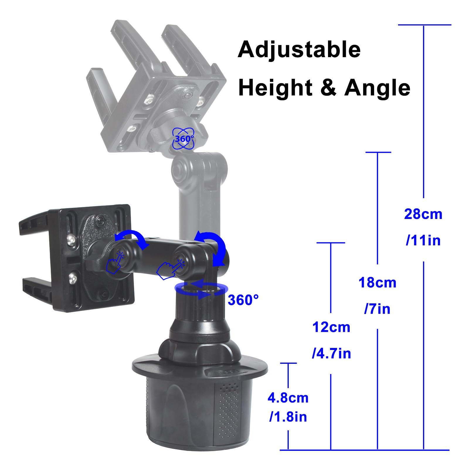 Soporte para Portavasos para Cabezales de Control de Emisora Radioaficionado, Soporte de Montaje para Radios Móviles CB y Dualband, Compatible con Icom IC-2730A, TYT TH-9800D, Anytone AT-588UV