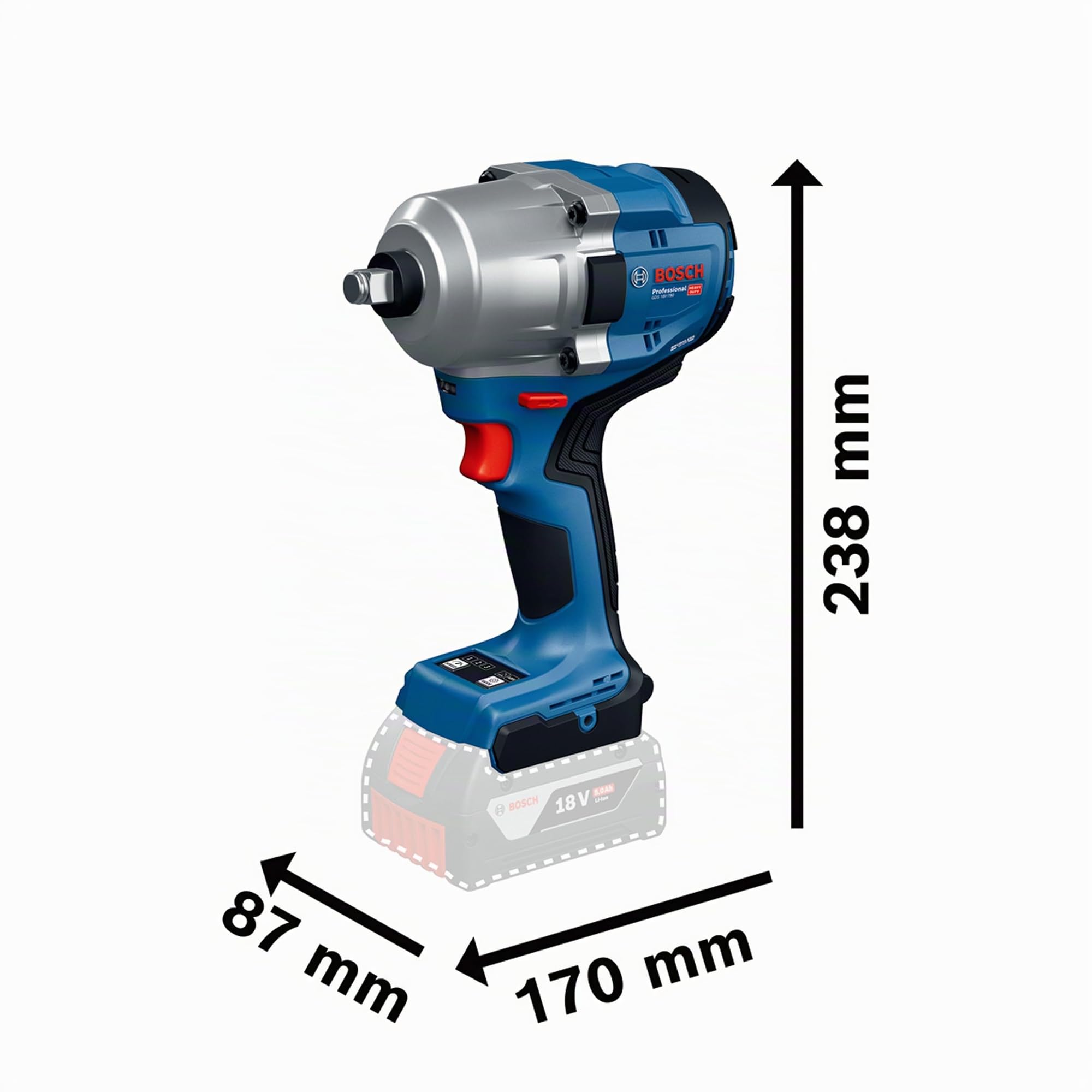 Bosch Professional 18V System Llave de Impacto a Batería GDS 18V-780 (Incl. L-BOXX)