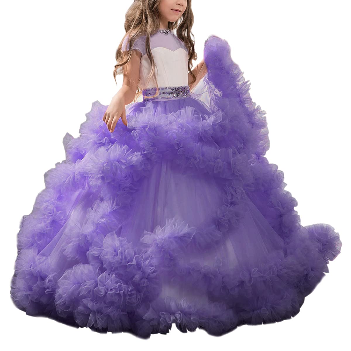 Stunning V-Back Luxury Pageant Tulle Ball Gowns for Girls 2-12 Year Old