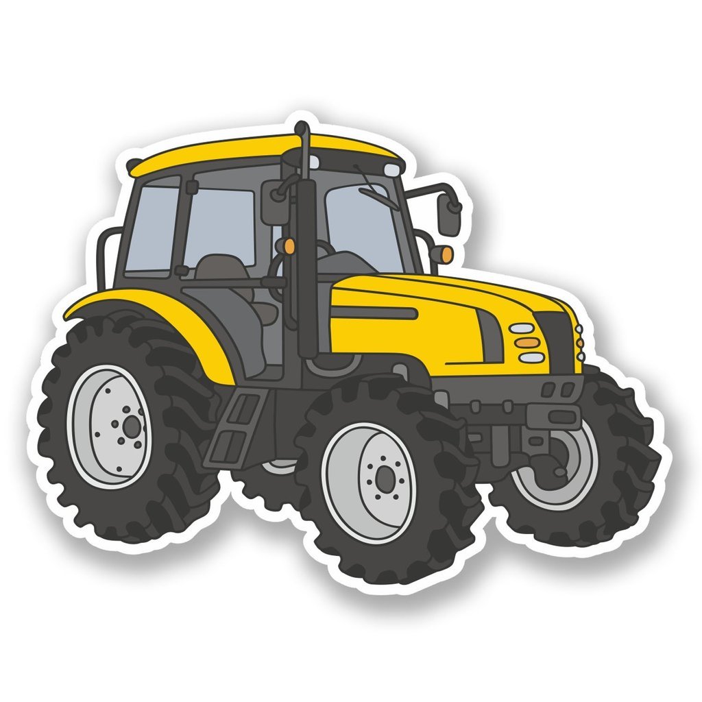 Destinationvinyl Multi 2 X 10Cm/100Mm Yellow Farm Tractor Vinyl Self Adhesive Sticker Decal Laptop Travel Luggage Car Bike Sign Fun #5508