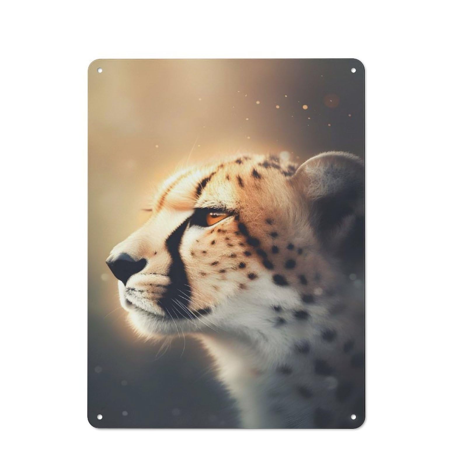 Tin Sign 40x30cm with Wild Beauty Cheetah for Garage Wall, Retro-style Decor, for Room Styling Across Garages And Workshops