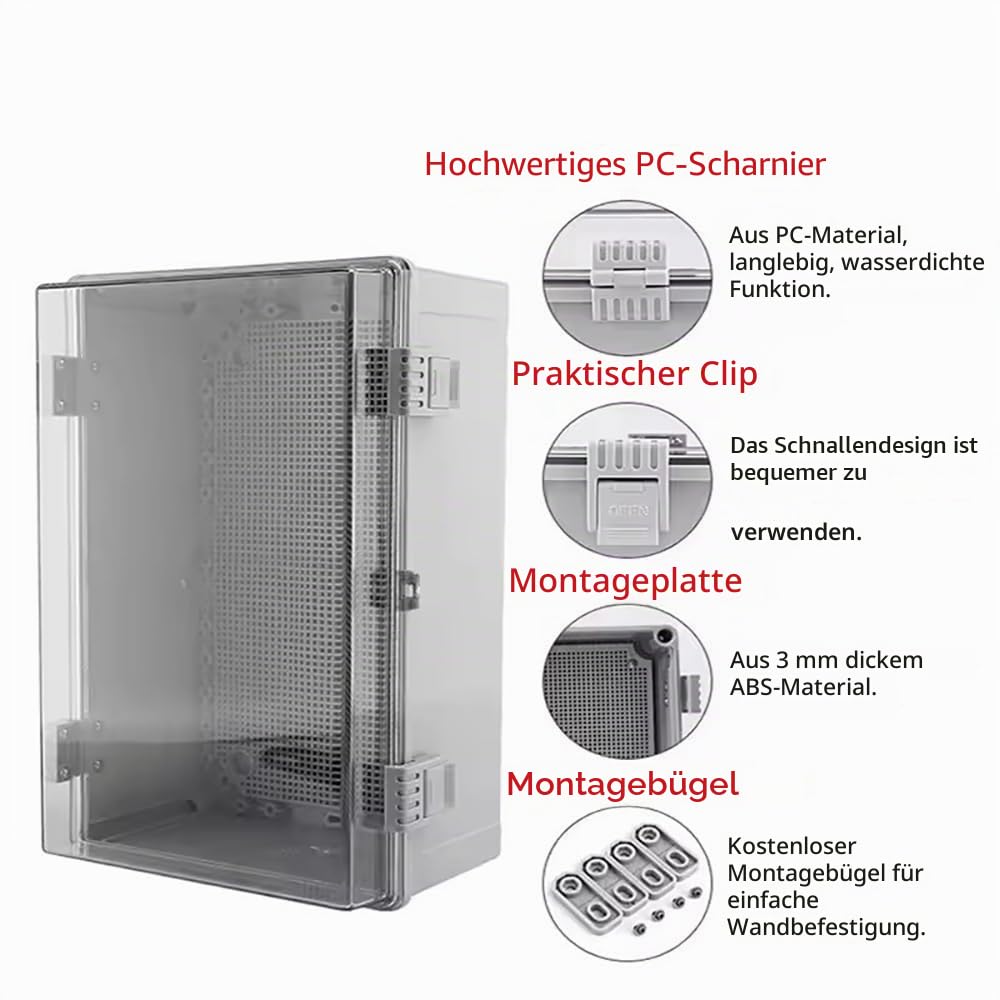 NEWFUN Verteilerkasten Aufputz, Anschlussdose Wasserdicht IP66, Schaltschrank Außen mit Wandmontagezubehör 200×300×170MM