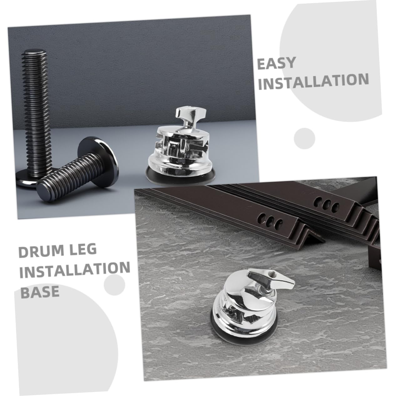 COSMEVIVI 3pc Drum Mounting Base Secure Drum Leg Suspension System for Use Alloy Metal Drum Stand Hardware