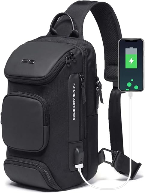 OZUKO Sling Backpack Sling Bag for Men Crossbody Backpack Waterproof Casual Shoulder Bag with USB Charging Port