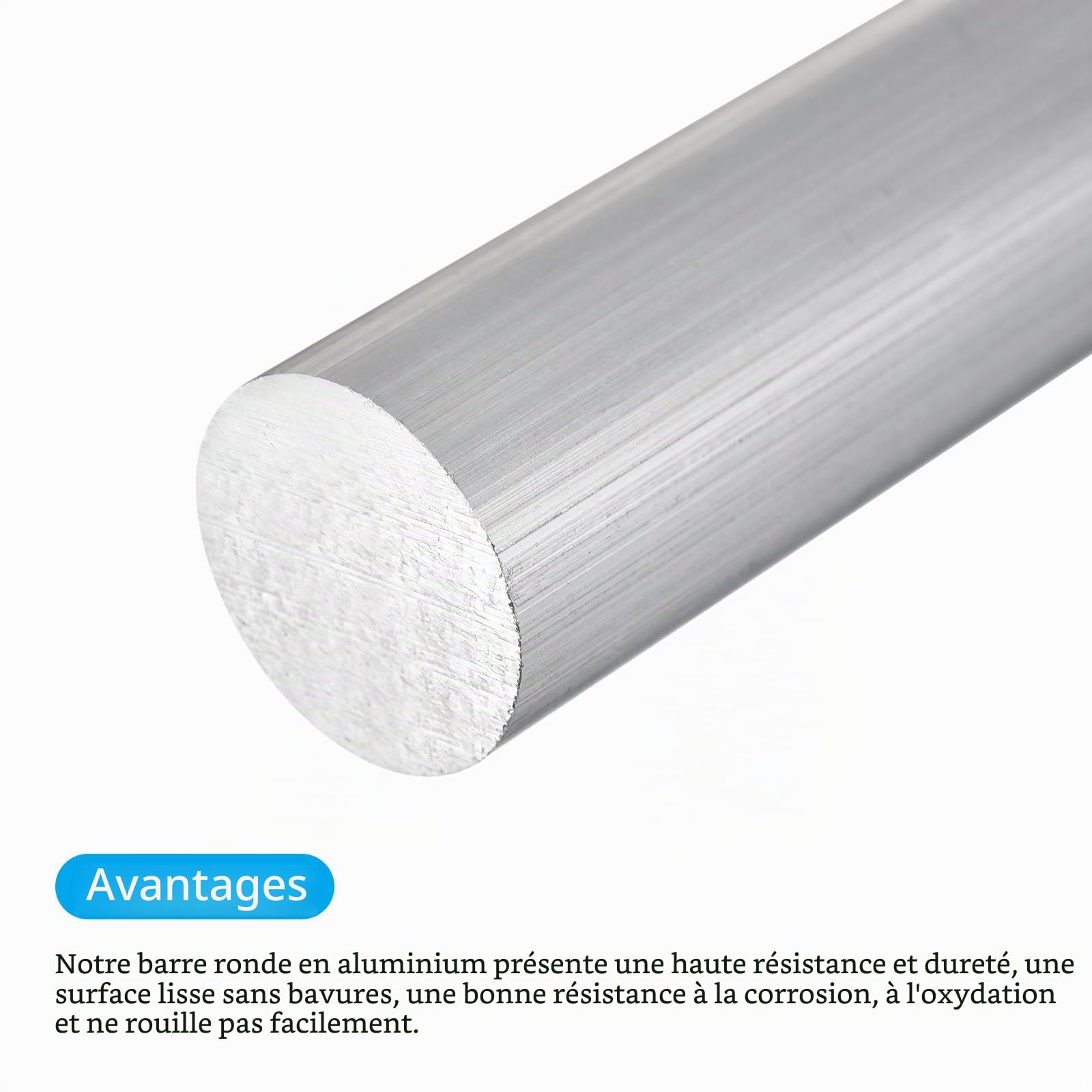 QUARKZMAN Barre Ronde en Aluminium, Diamètre de 9/16 Pouce (15mm), Barre Métallique Solide en Aluminium 6061 de 13 Pouces (330mm) de Longueur pour Outil de Bricolage, Lot de 2