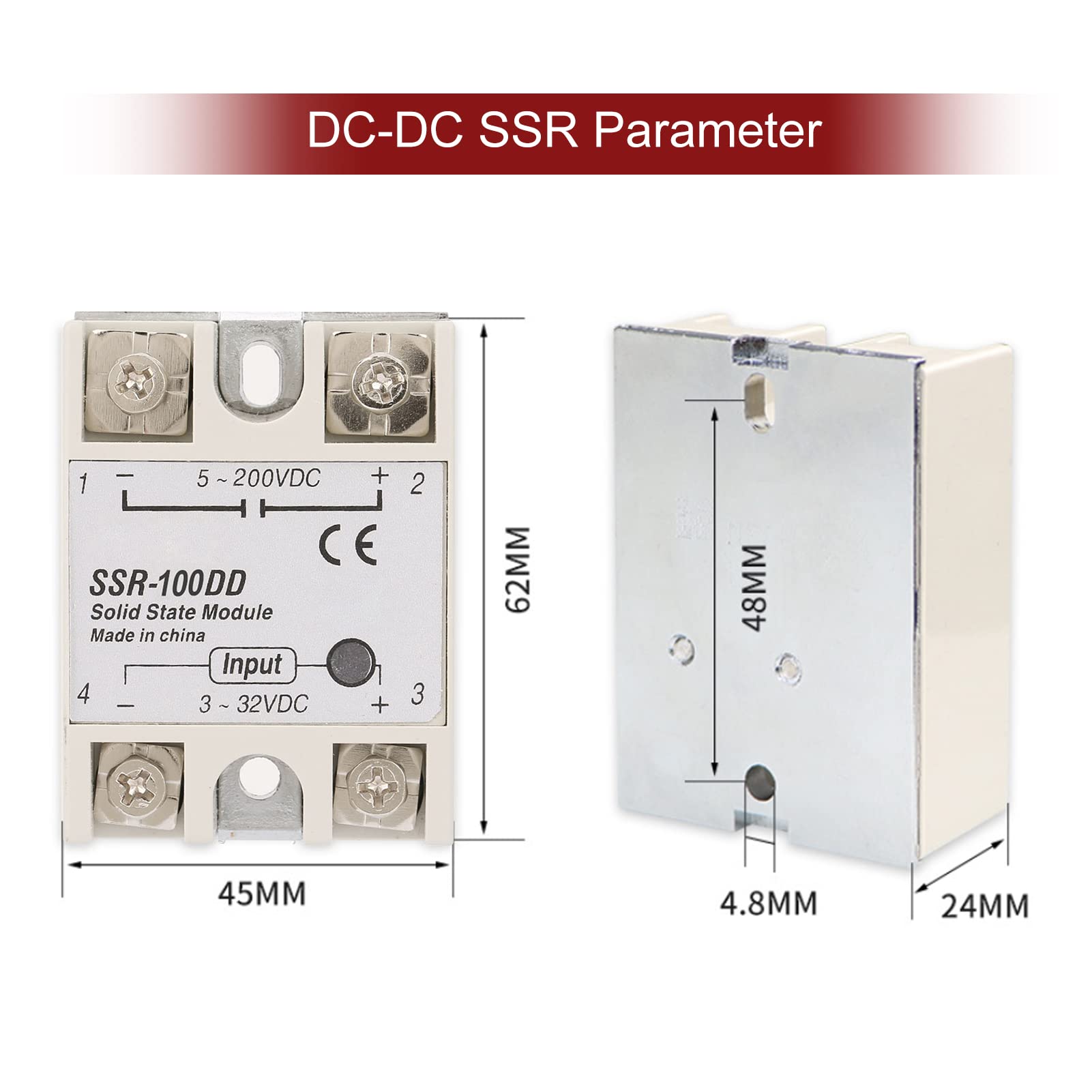 Relè A Stato Solido SSR-100DD DC-DC - Input 3-32V, Output 5-200V, Alta Sensibilità, Normalmente Aperto - Foto 4