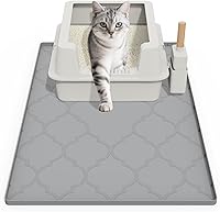 kixcvdm 34x22 Inch Silicone Cat Litter Trapping Mat - Waterproof Urine-Proof, Paw-Soft Scatter Control, Easy Clean Gray Mat