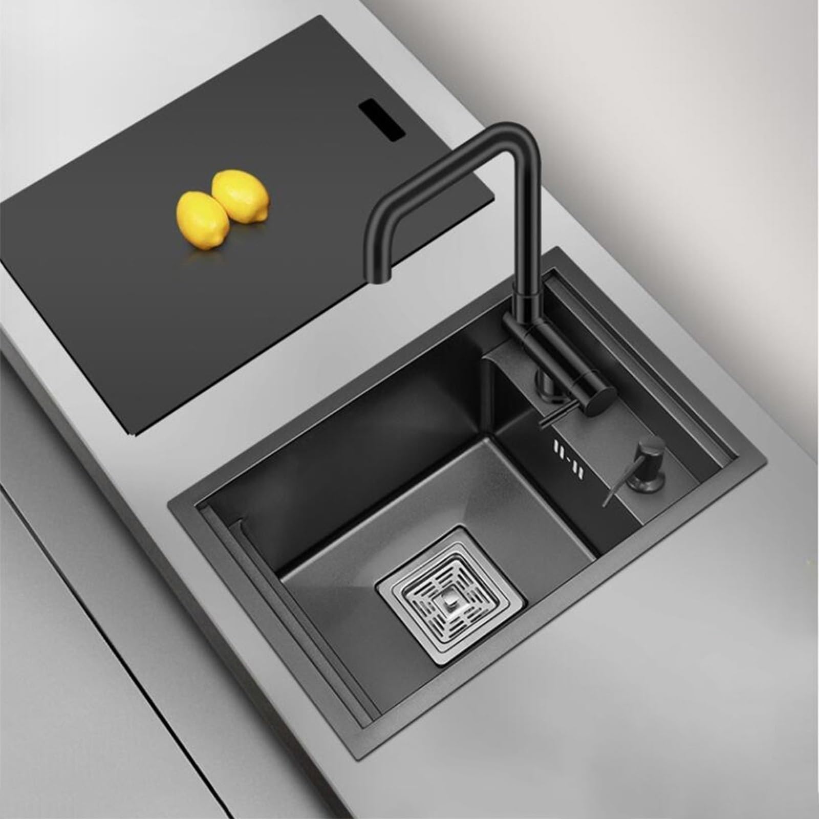 ZQFHSX Stainless Steel Mini RV Bar Sink, Hidden Under-Mount Kitchen Single Basin, Invisible Balcony Utility Siphon Embedded Compact Design