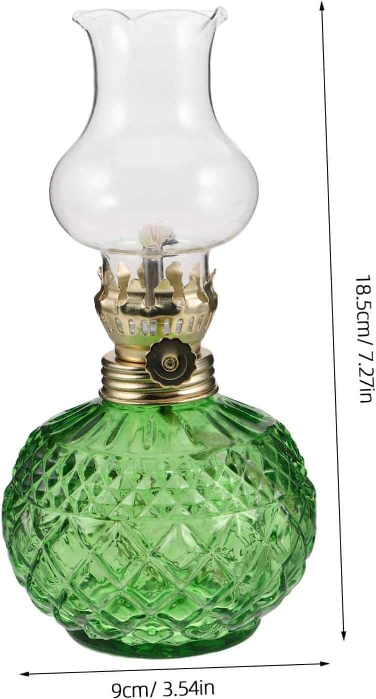 Vintage Kerosene Oil Lamp with Glass Chimney Adjustable Flame Warm Night Light for Indoor Home Decor and Emergency Use Retro Style Bedroom Living Ambient Lighting