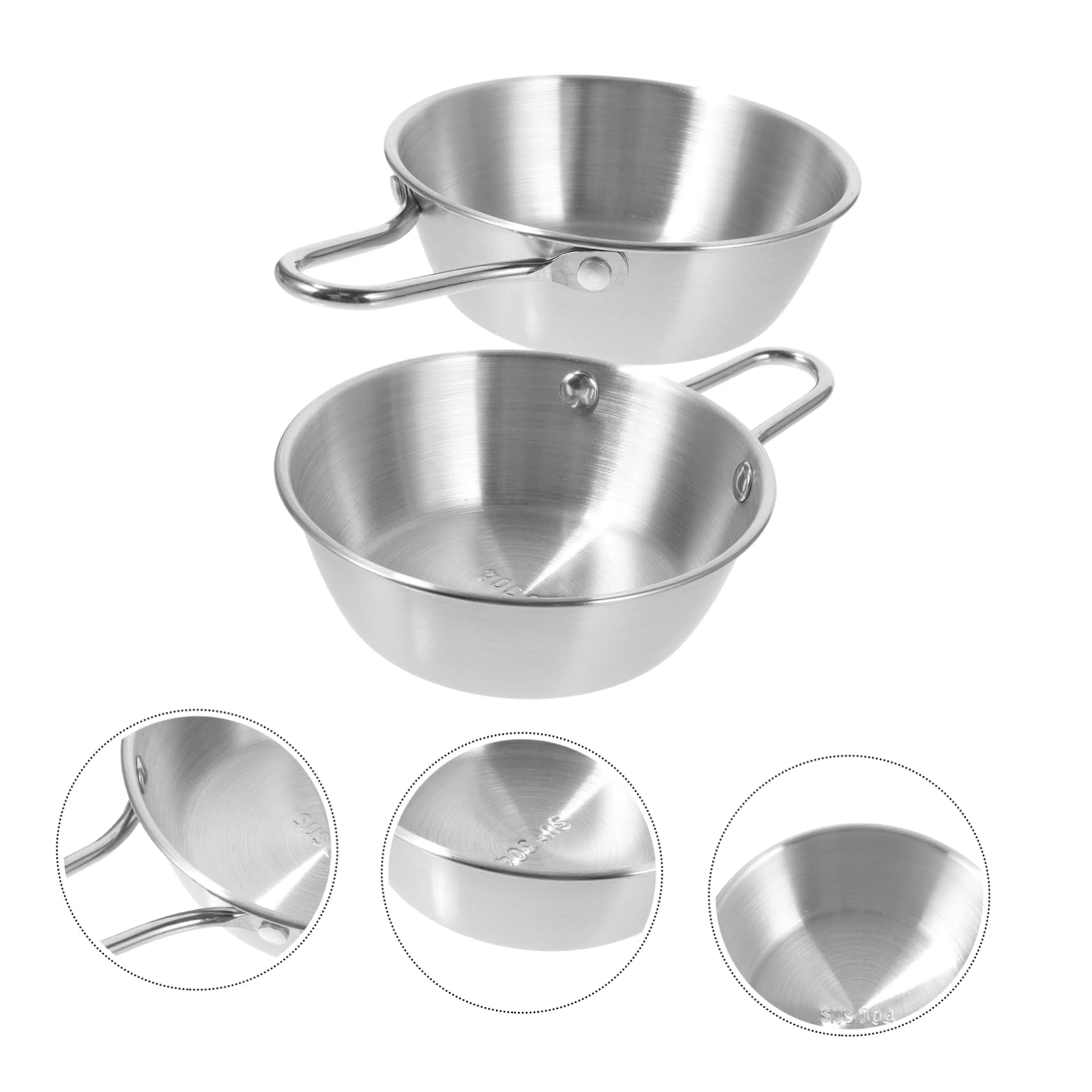 BRIGHTFUFU Collapsible Camping Bowl Set 2pcs Camping Wine Cups Utensil Cup Stainless Steel Picnic Bowl Compact for
