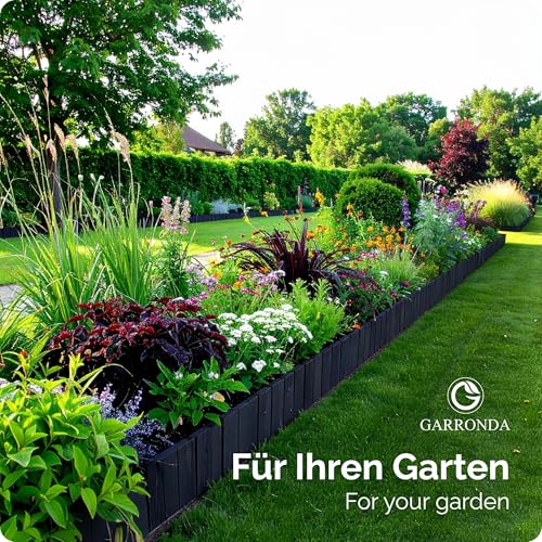 Garronda Beeteinfassung Holz Rollzaun Holzzaun 20 cm x 200 cm imprägniert Flexibler Rollborder Rasenkante Palisade Gartenzaun Umzäunung für Garten GD-0149, Dunkelbraun