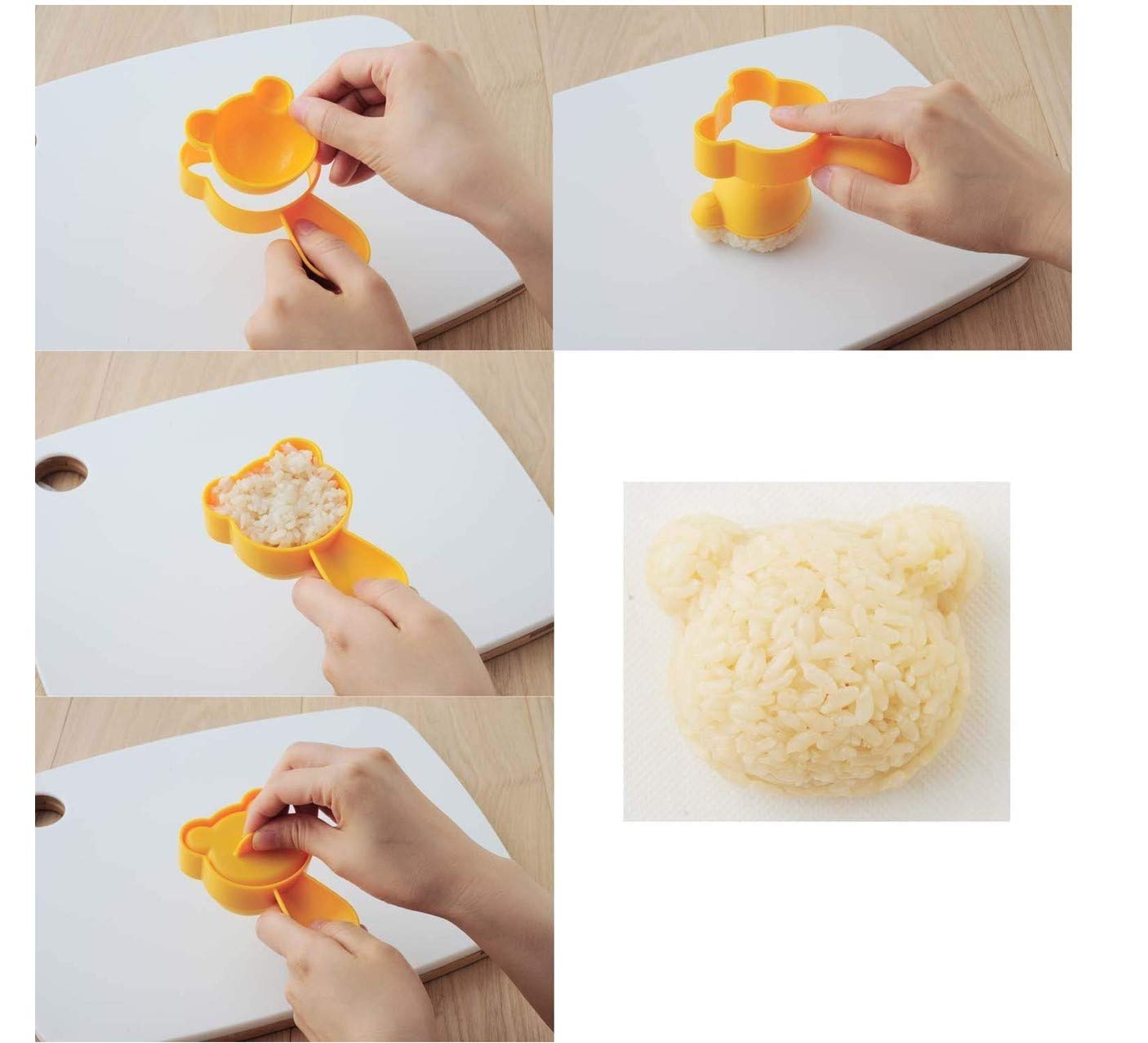 Arnest Süßer Bären-Reiskugelform-Set für Kinder mit Algen-Nori-Ausstecher, Onigiri-Bento-Dekorationszubehör, Küchenwerkzeug, DIY-Musubi-Presse