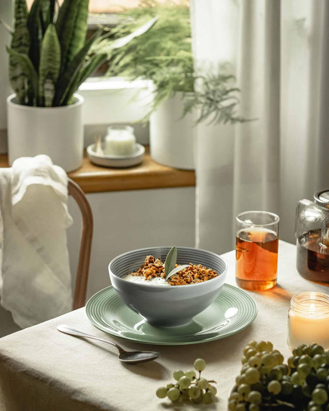 Seltmann Weiden Beat Color Glaze Müslischalen 4er Set, ø 15,7 cm, Schalen/Schüsseln mit Rillenrelief, Porzellan, Arktisblau