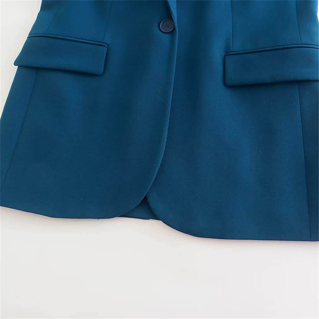 Spring - Conjunto de dos piezas para mujer, con botones, recto, cintura alta, pantalones de pierna ancha, Chaqueta de traje, L