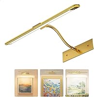 LightULife 16 Inch Gold Cordless Dimmable LED Picture Light with Remote, Motion Sensor, Timer & 3 Color Temps - Battery Wall Sconce for Art