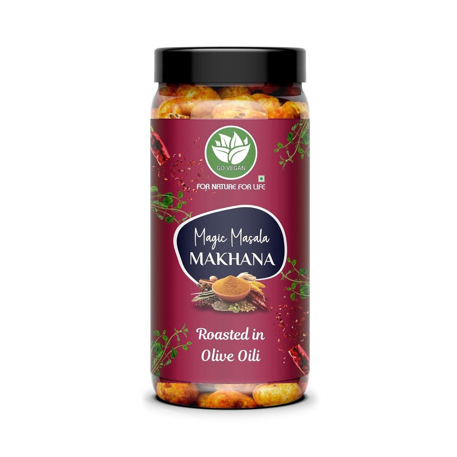 Go Vegan Organic Roasted & Flavoured Makhana | Healthy Snacks | Gluten Free | MSG Free | Antioxidant | Rich Calcium | Zero Trans Fat | Foxnut 100g Jar (Magic Masala)-picture-29