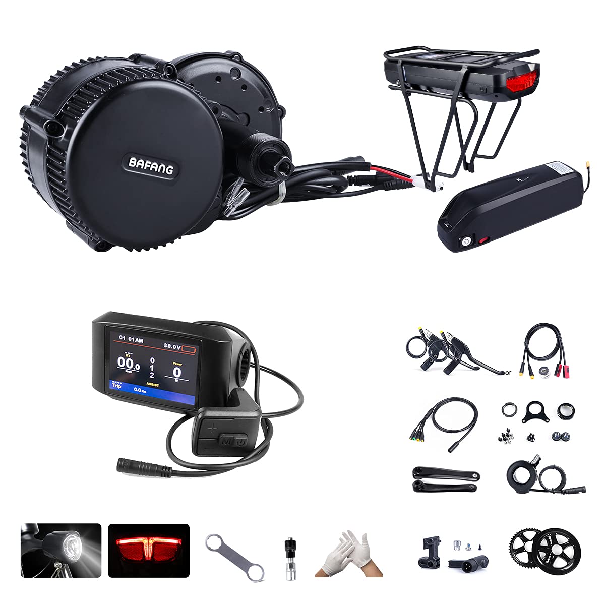 BAFANG BBS02B 48V 750W Ebike Motor Kit with LCD Display fit 68-73MM Bottom Bracket Bike 8fun Mid Dri